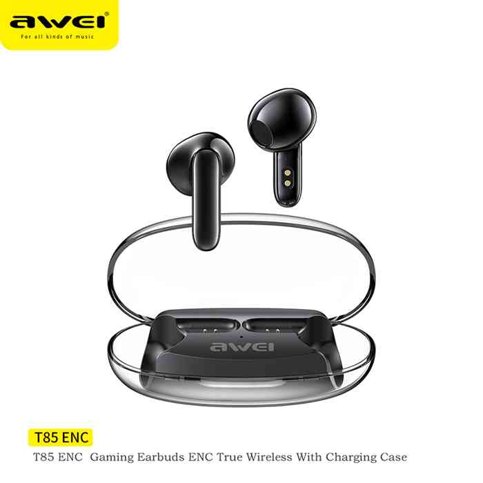 Awei T85 ENC Gaming Bluetooth Earbuds with Transparent Charging...